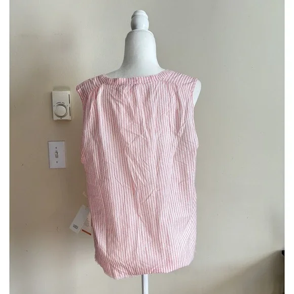 NWT Carve‎ Designs Womens XL Organic Cotton Striped Top Pink White Beach Coastal - Picture 6 of 6